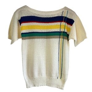 Vintage Koret striped short sleeve boat neck sweater top excellent condition